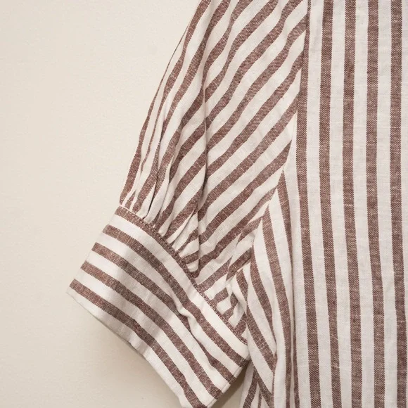 Old Navy Brown and White Striped Shirt Dress - Picture 4 of 5